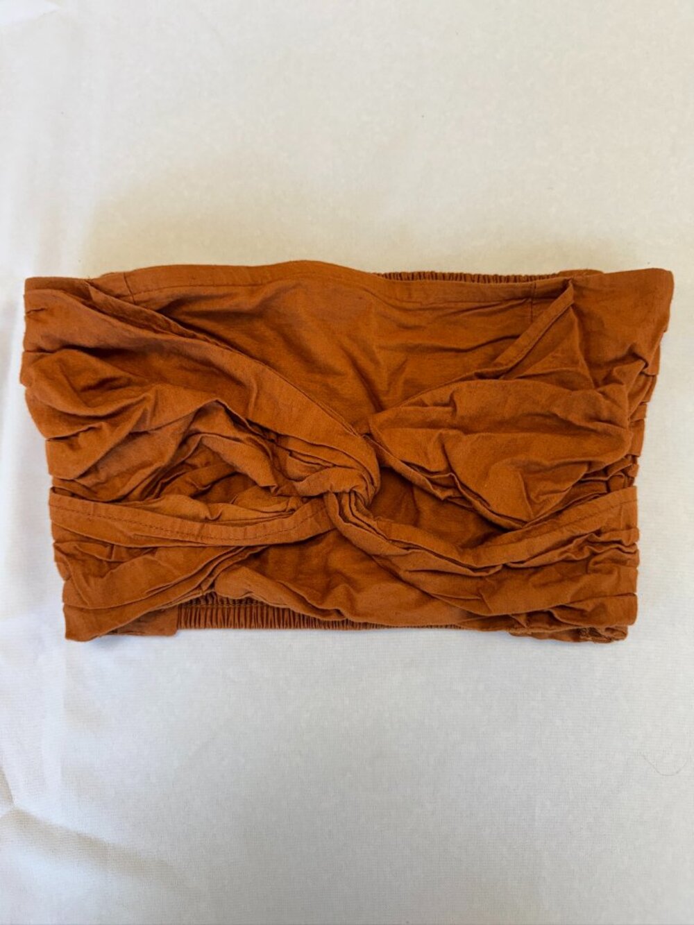 L*Space Mazatlan Twist Front Scrunched Tube Crop Top Amber Size S